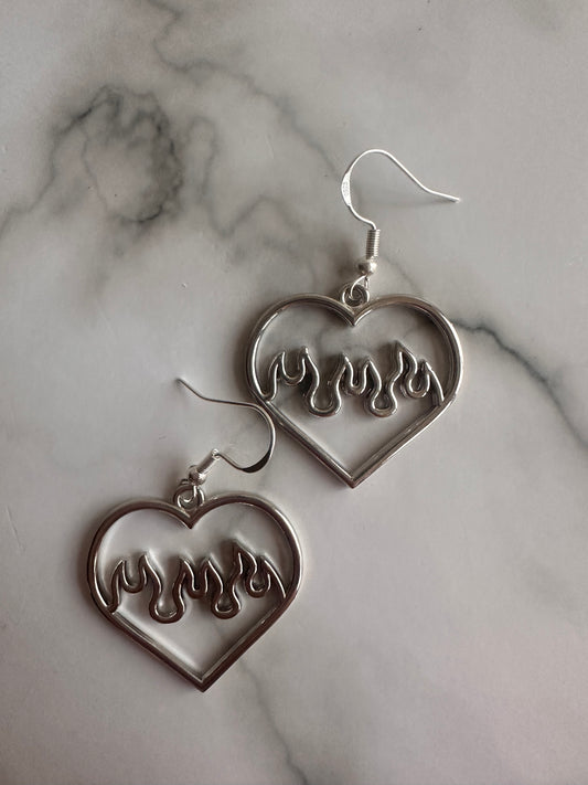 Flaming Heart Earrings