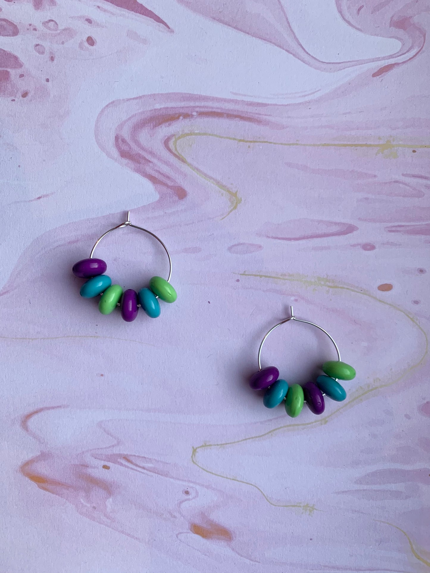 Large bead earrings. cool earrings. bead earrings. hoop earrings.