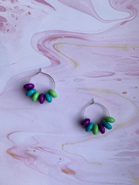 Large bead earrings. cool earrings. bead earrings. hoop earrings.