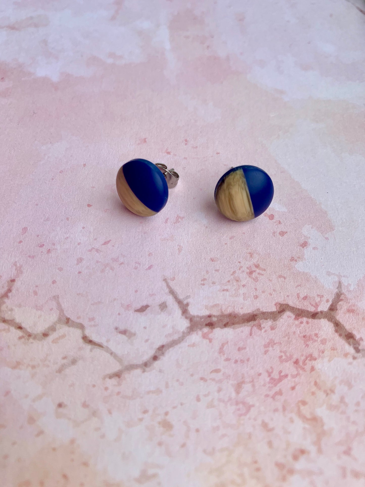 Dark Blue stainless steel stud earrings