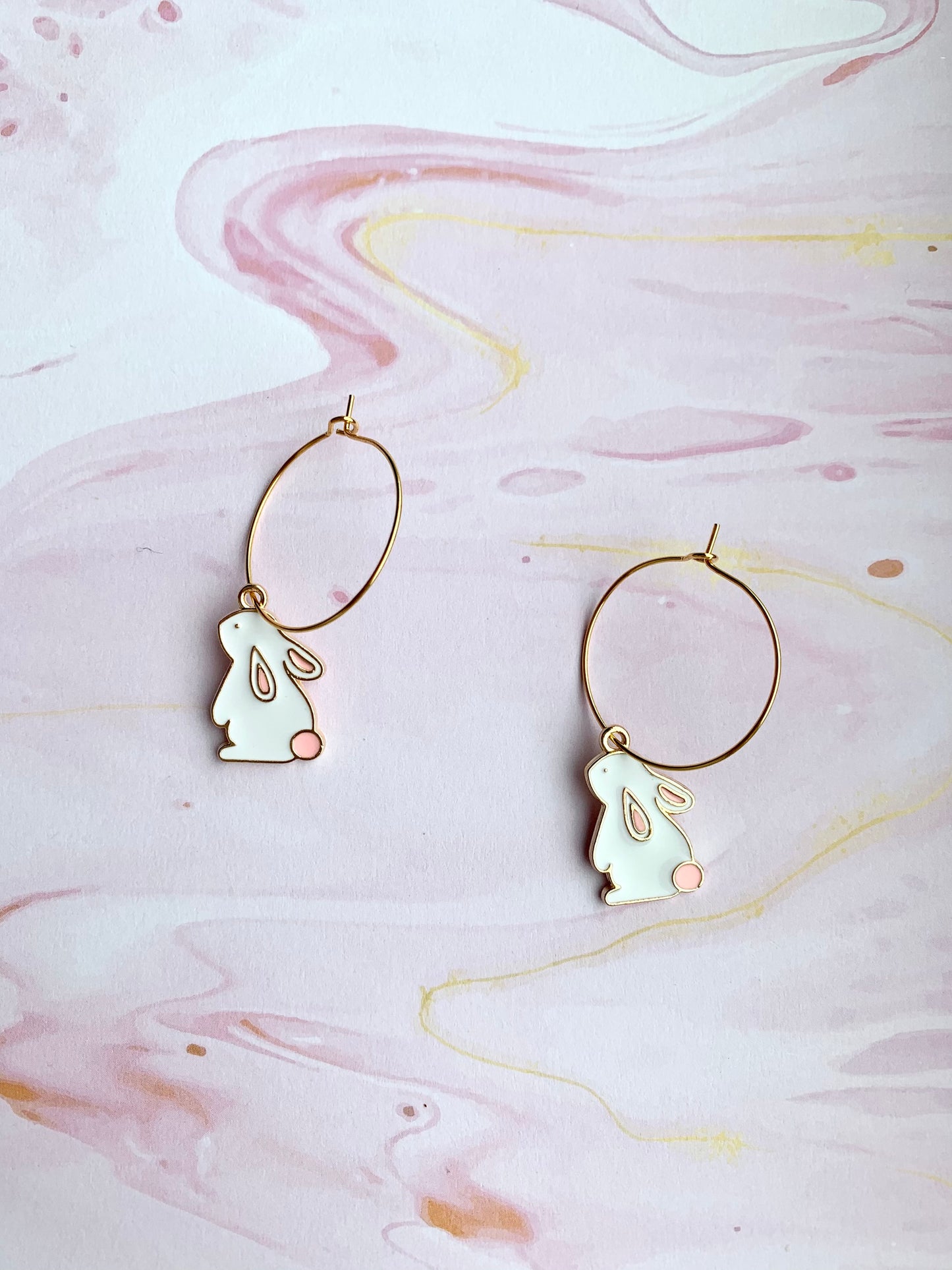White Rabbit Enamel Earrings