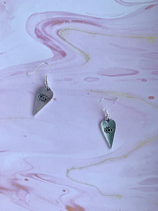 All Seeing Eye Heart Earrings