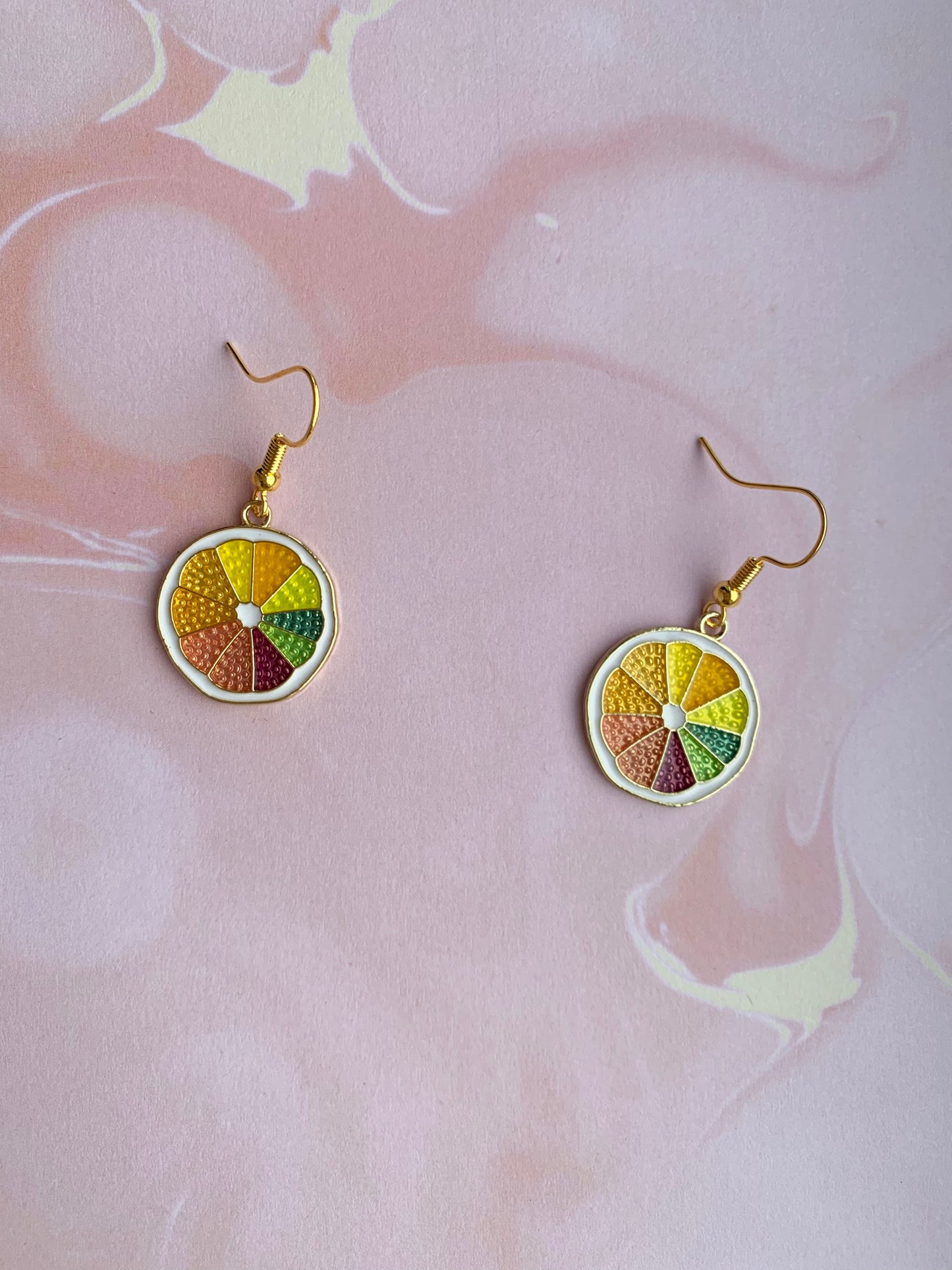 Colourful Lemon Slice Earrings