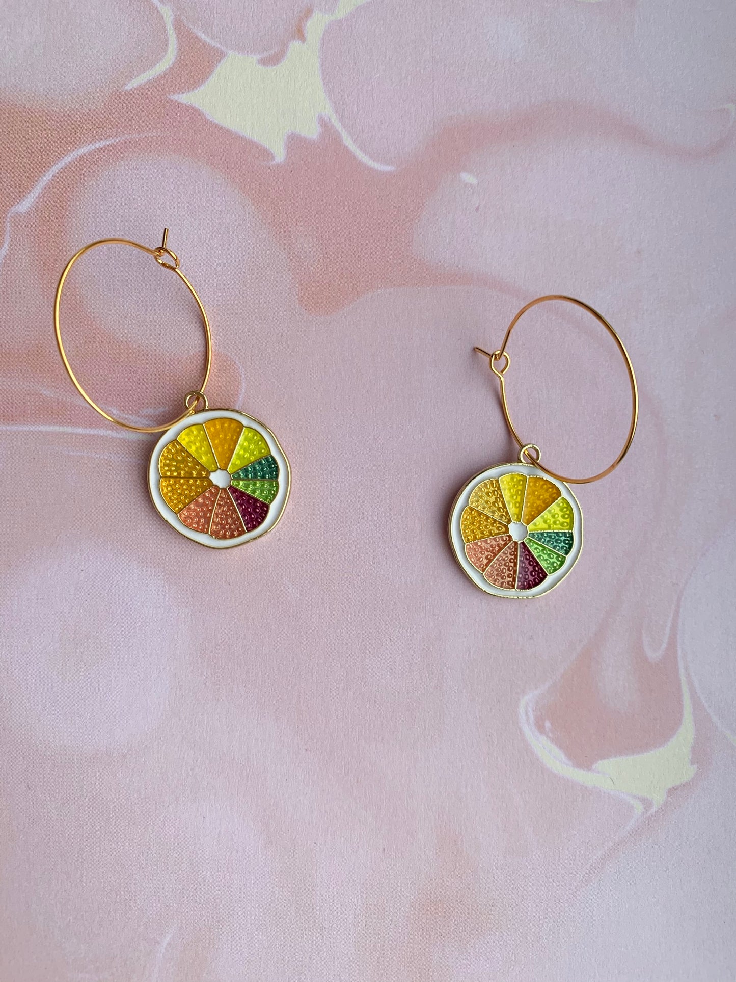 Colourful Lemon Slice Earrings