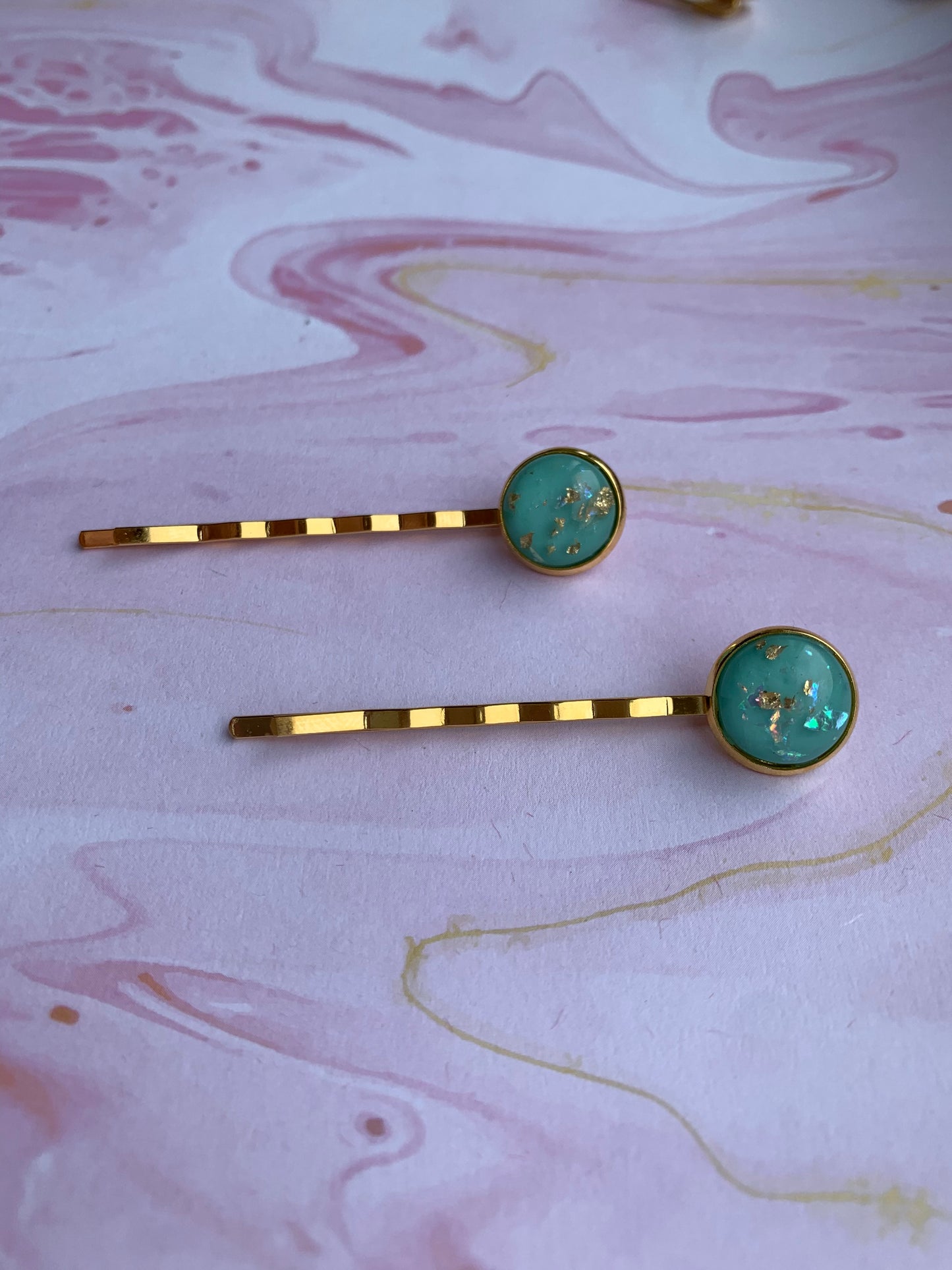 Gold and Turquoise Hair Grip (Gold Grip)