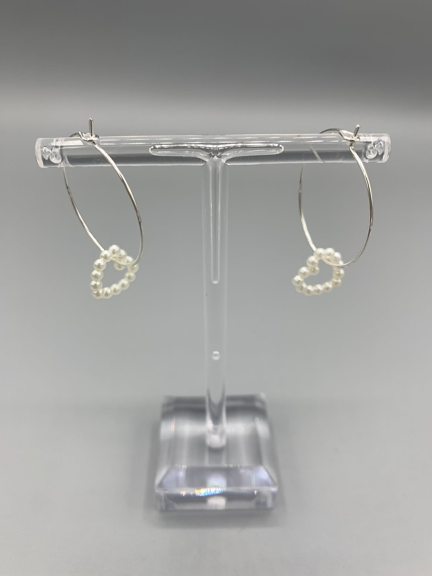 Pearl Effect Heart Earrings