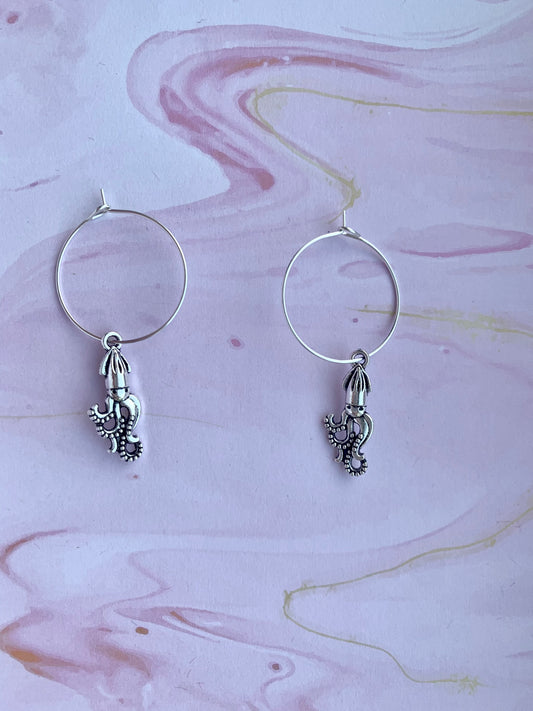 Squid hoop earrings