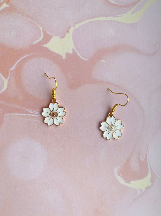 White Cherry Blossom Earrings