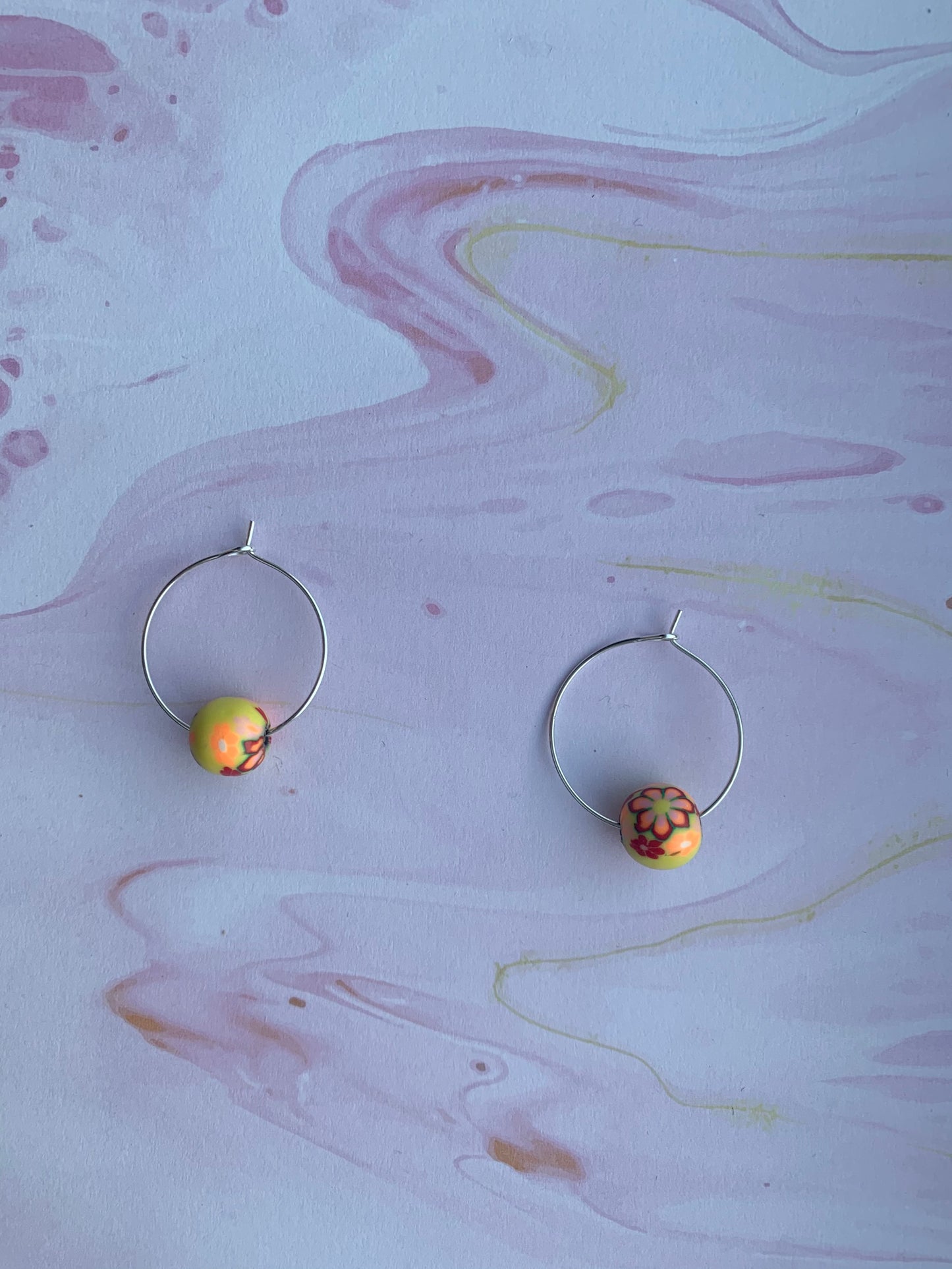 Flower Bead Hoop Earrings