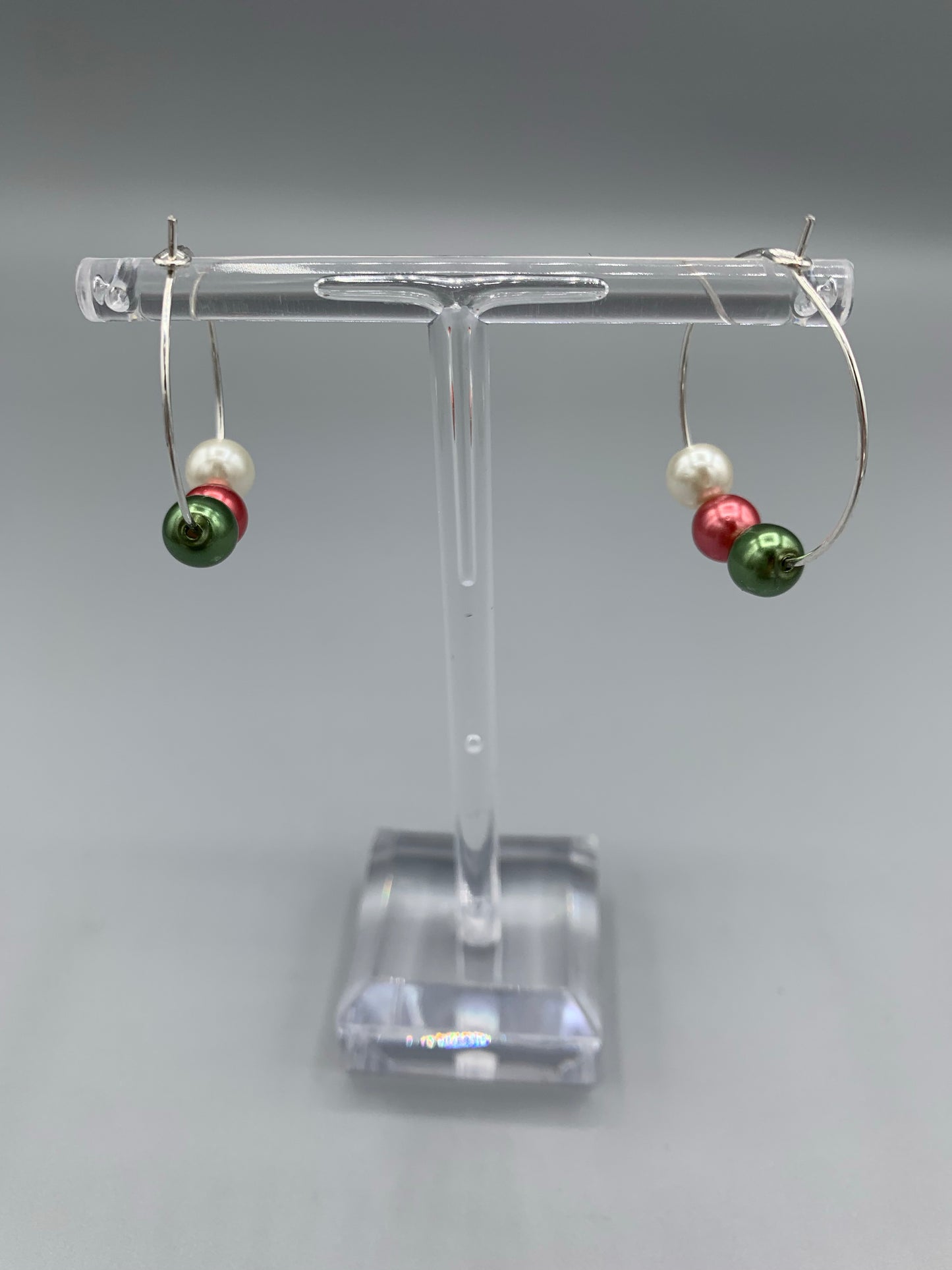 Beaded Christmas Hoop Earrings
