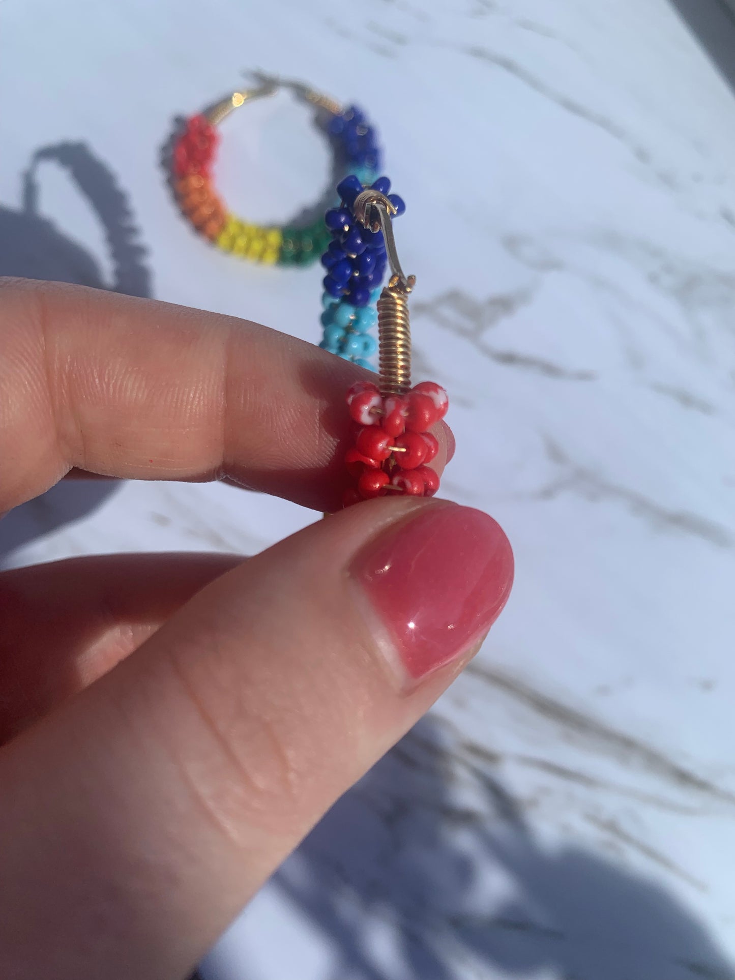 Large Seed Bead Rainbow Hoops