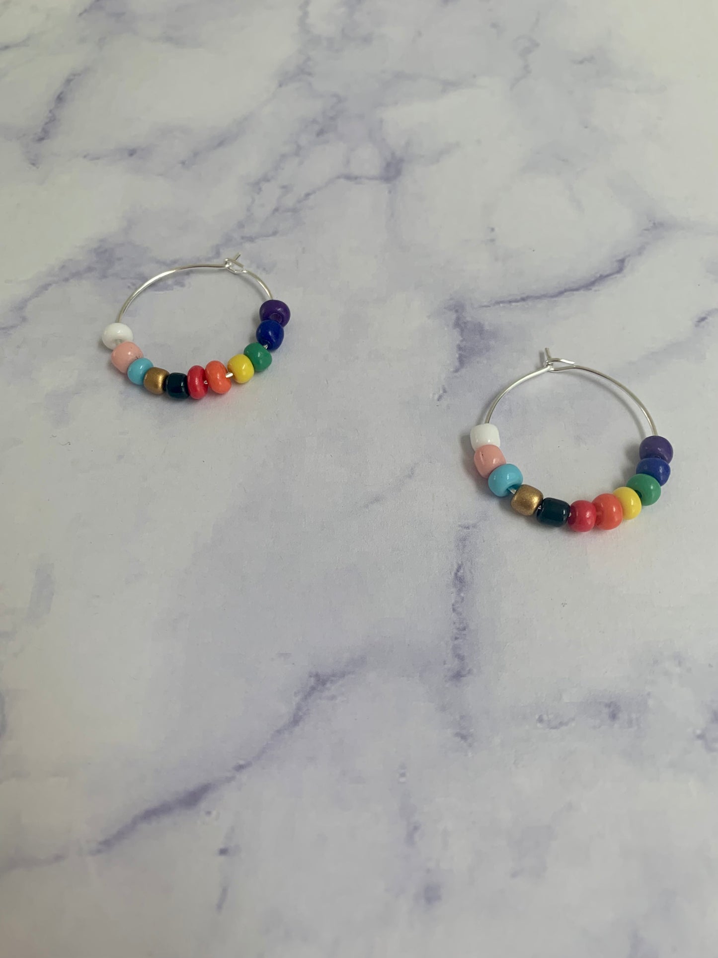 Progress Pride Bead Hoop Earrings