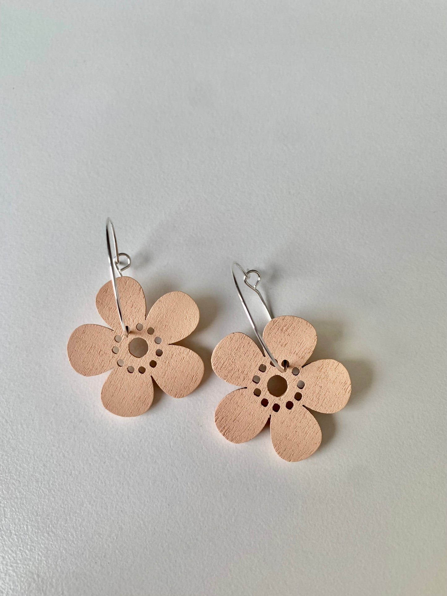 Wooden Flower Hoop Earrings