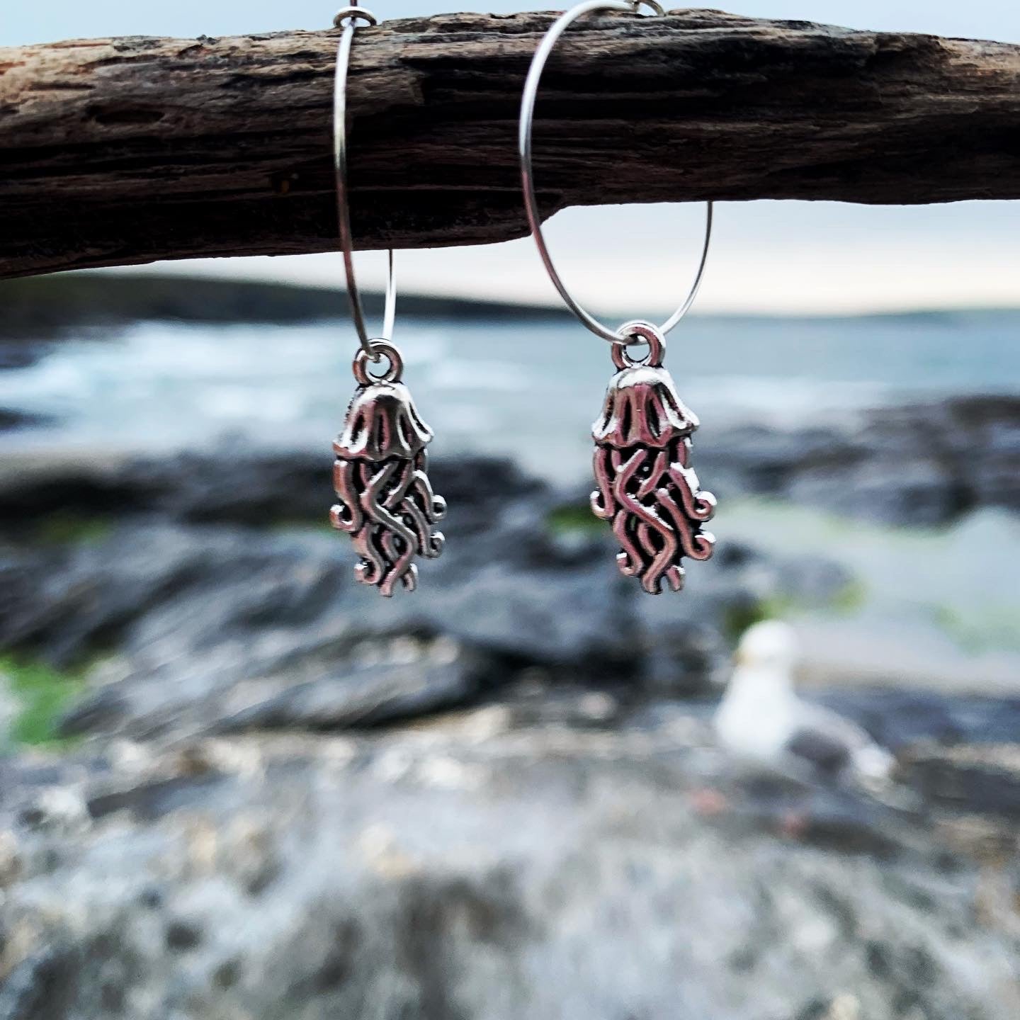 Jellyfish hoop earrings
