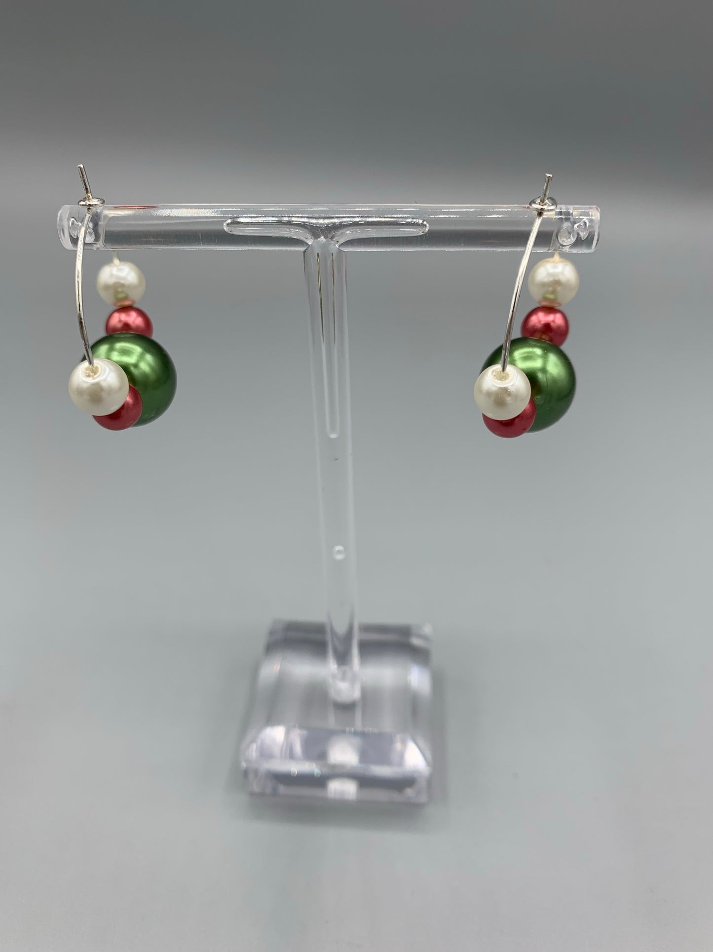 Beaded Christmas Hoop Earrings