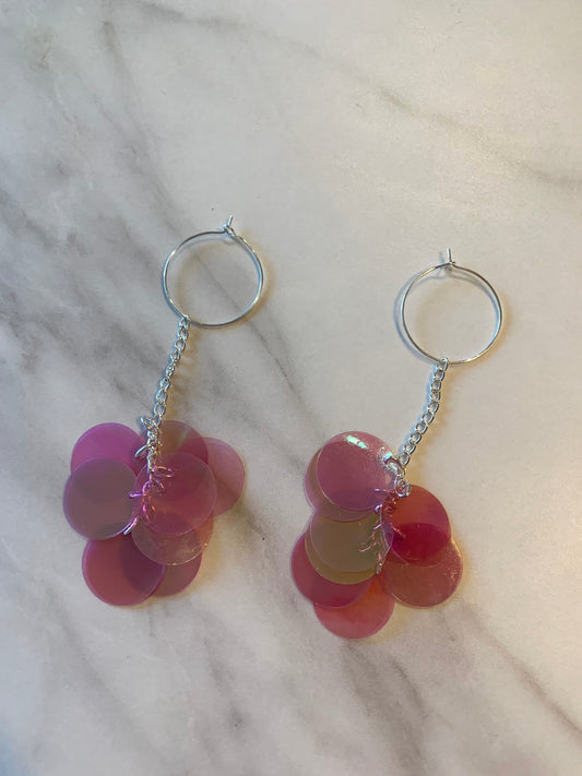 Pink Sequin Dangle Earrings