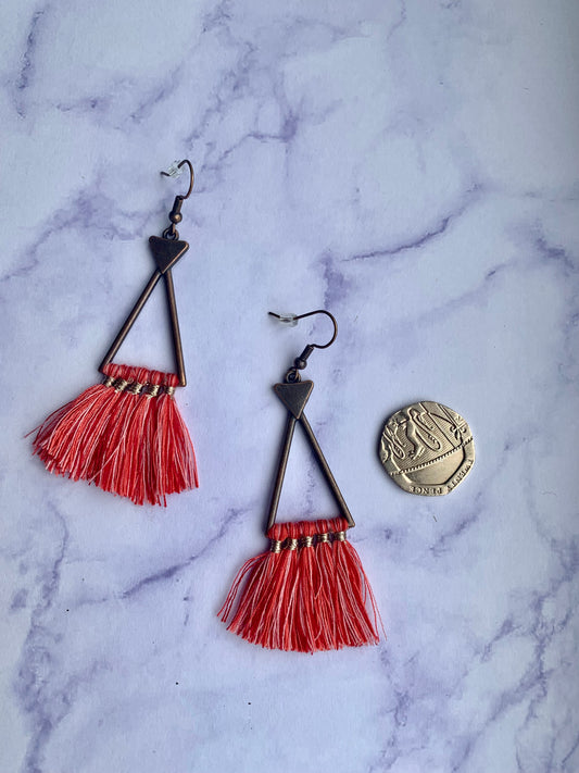 Long Triangle Tassel Earrings