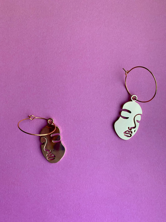 Gold Face Earrings
