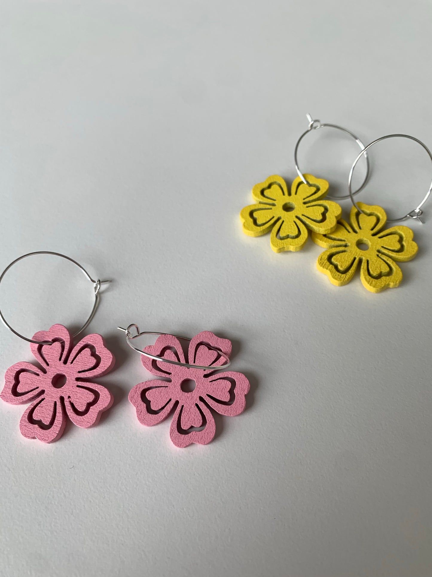 Wooden Hibiscus Flower Earrings
