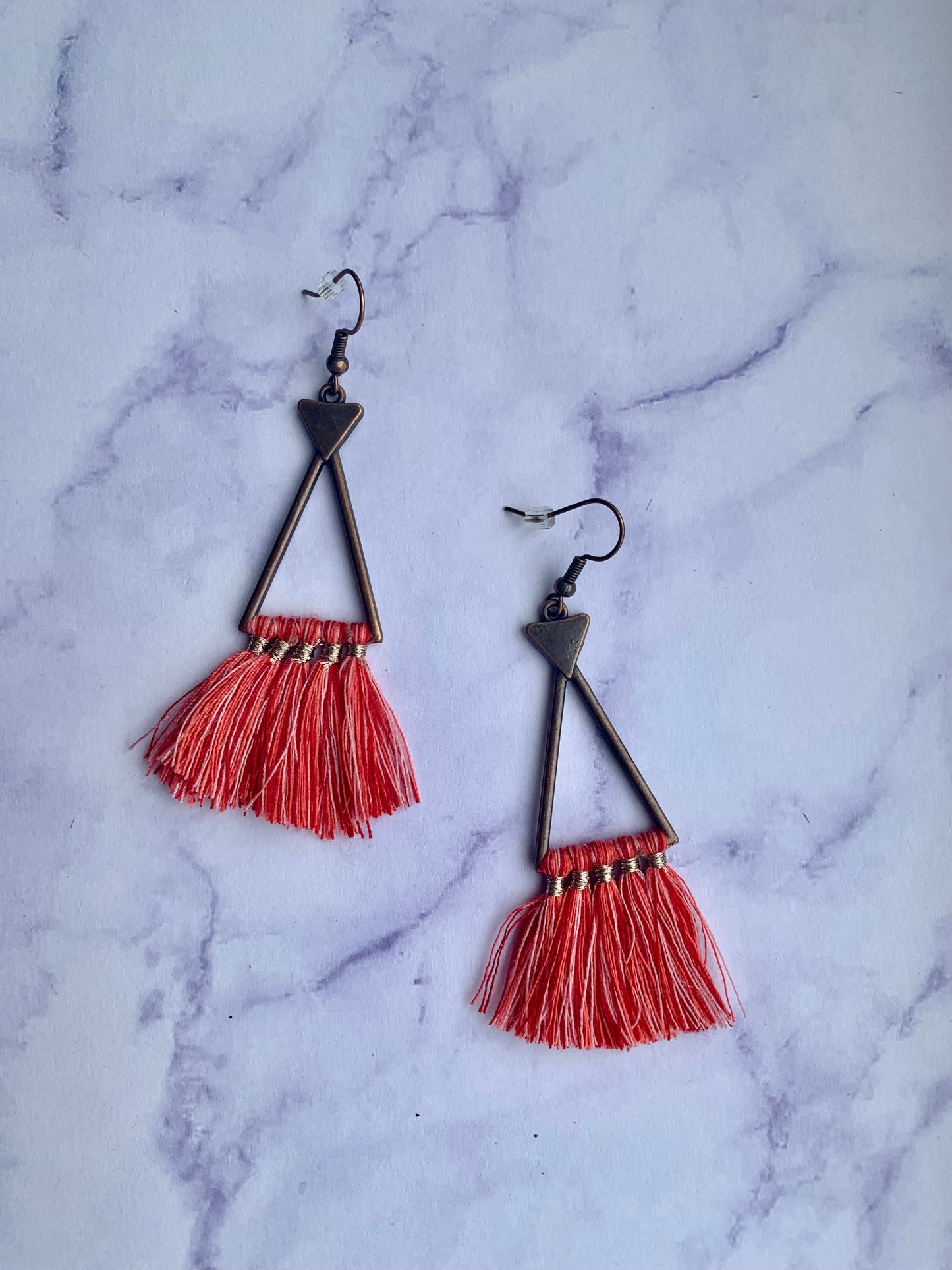 Long Triangle Tassel Earrings