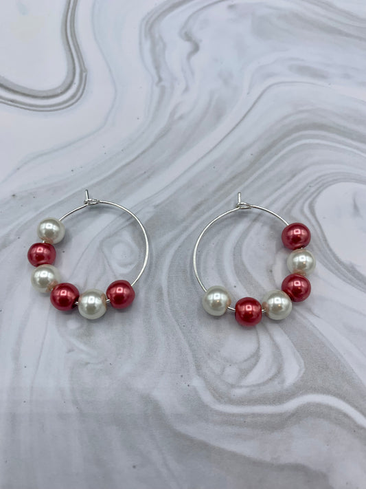 Beaded Christmas Hoop Earrings