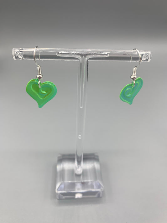 Pastel Green Heart Sequin Earrings