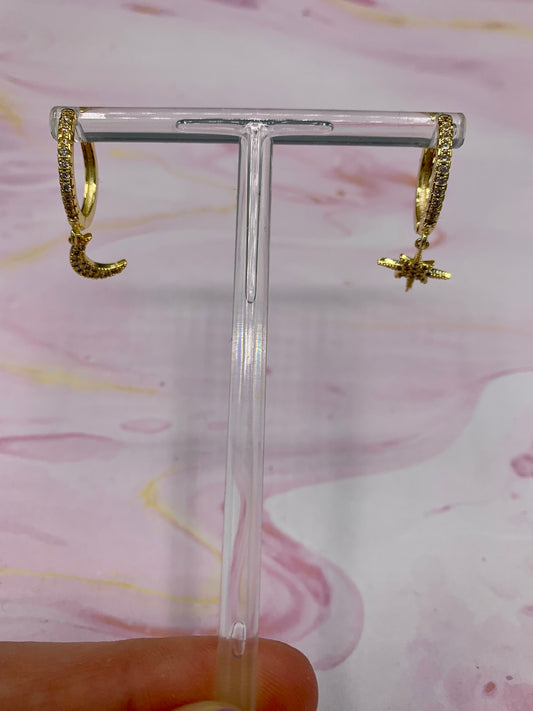 Star and Moon Earrings