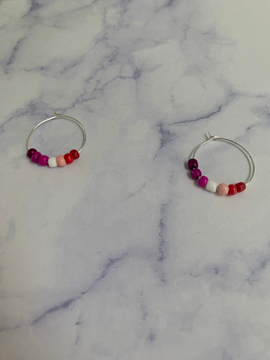 Lipstick Lesbian Bead Hoop Earrings