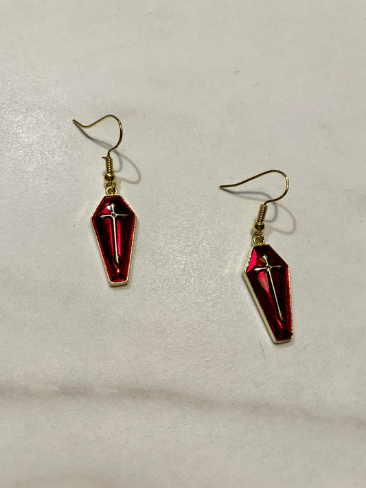 Red Coffin Earrings