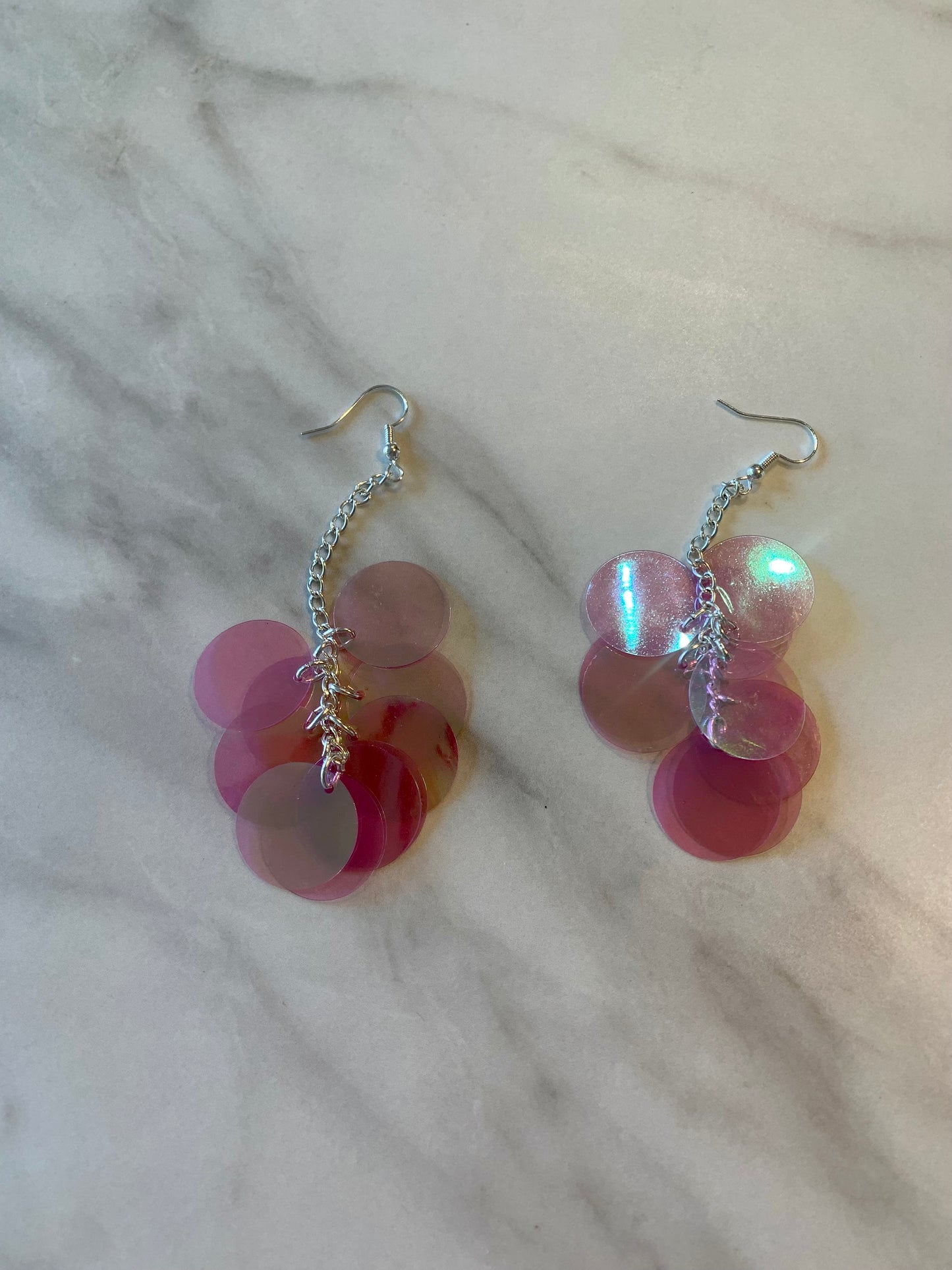 Pink Sequin Dangle Earrings