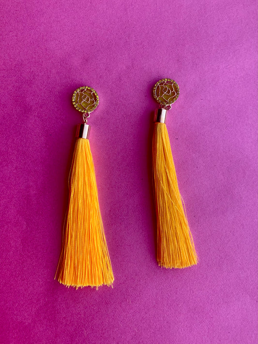 Yellow Long Tassel Earrings
