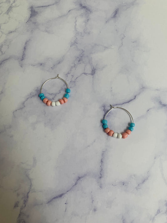 Transgender Bead Hoop Earrings