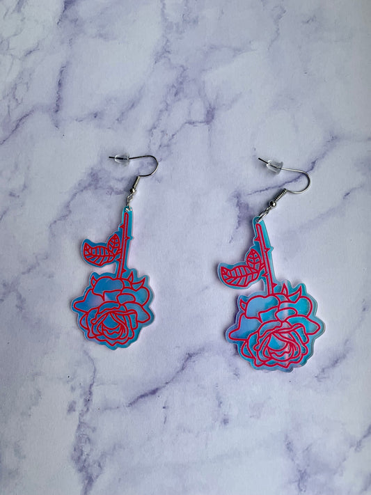 Holographic Acrylic Rose Earrings