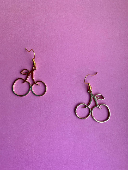 Gold Cherry Outline Earrings