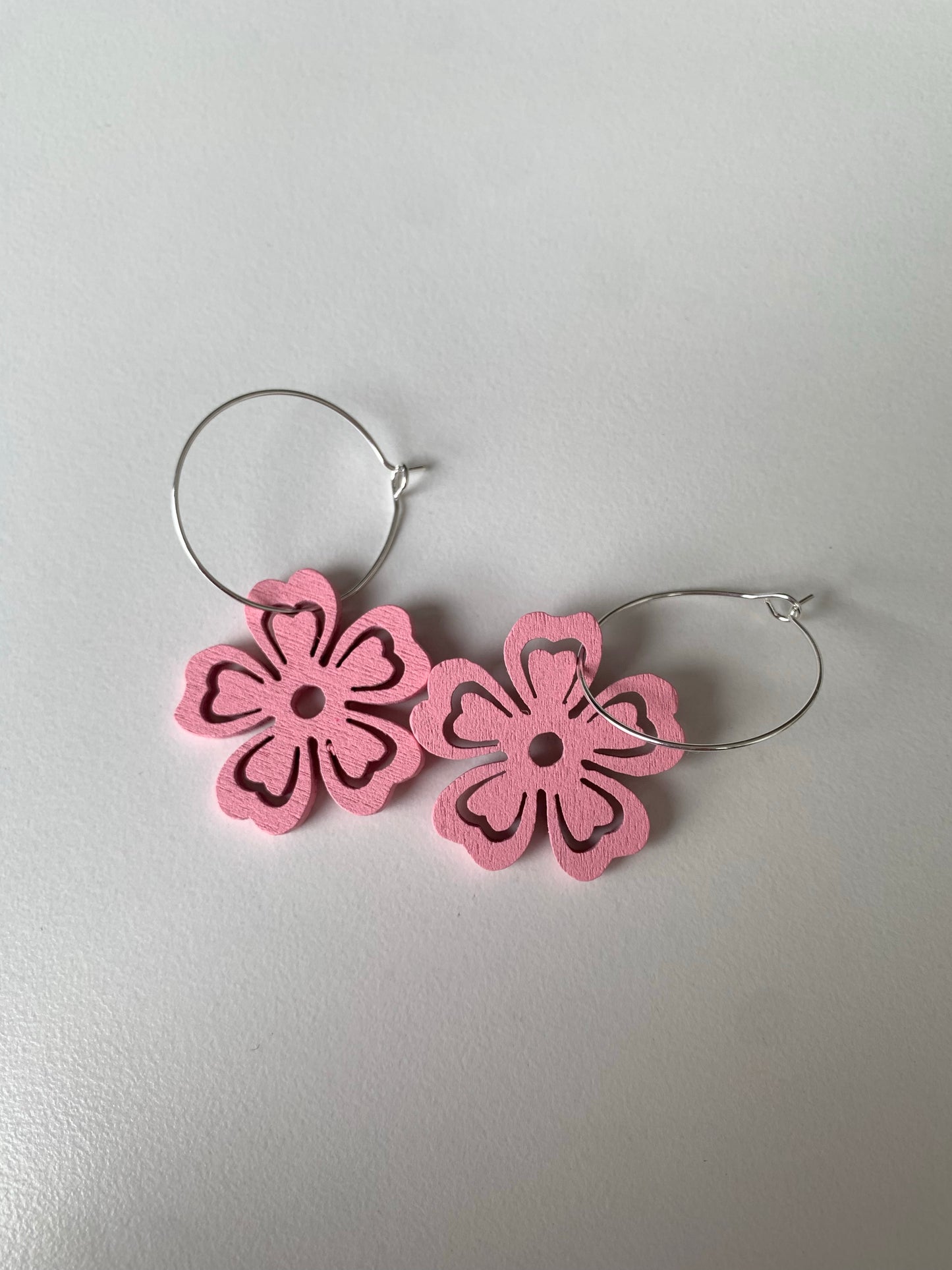Wooden Hibiscus Flower Earrings