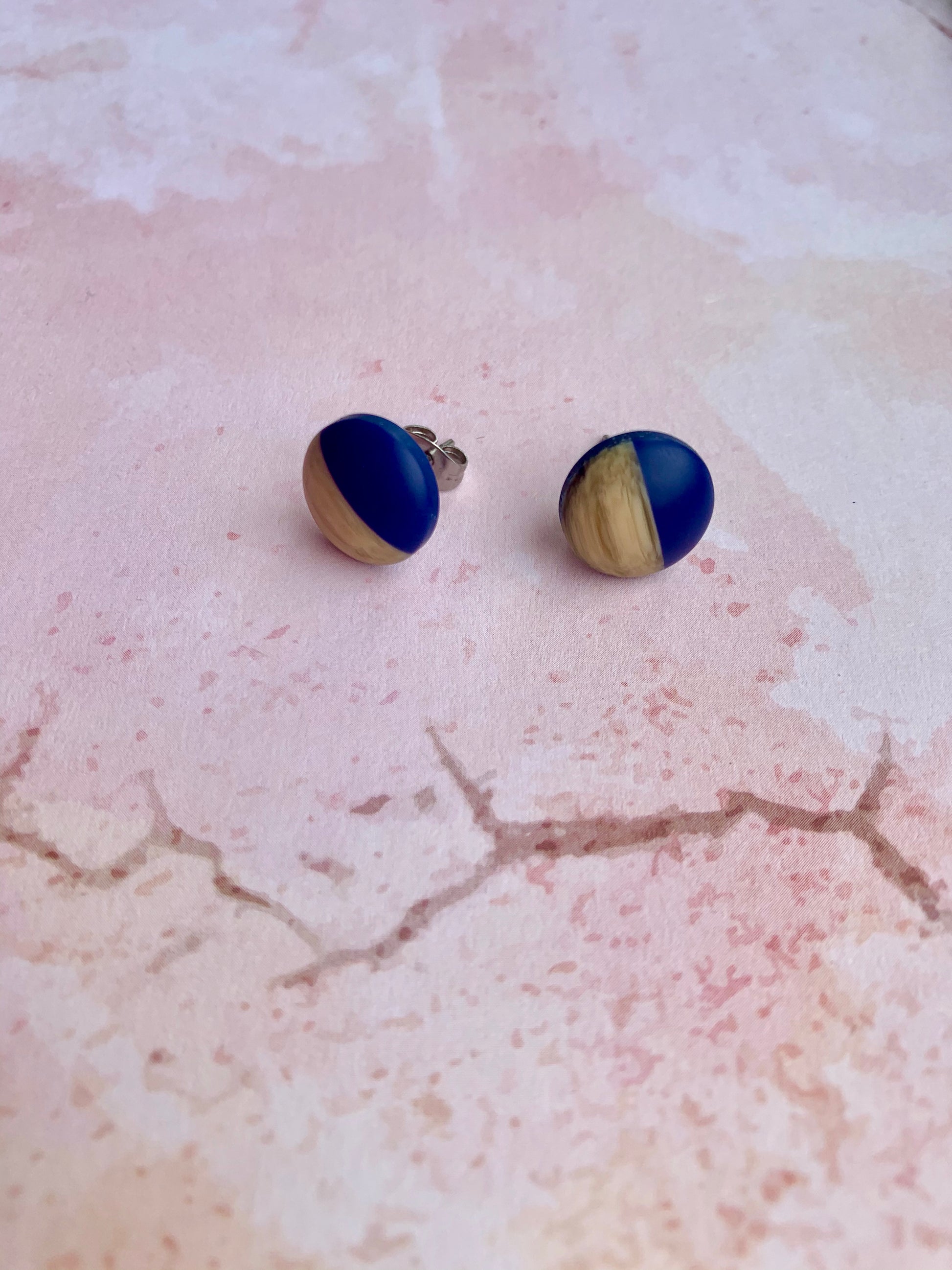 Dark Blue stainless steel stud earrings