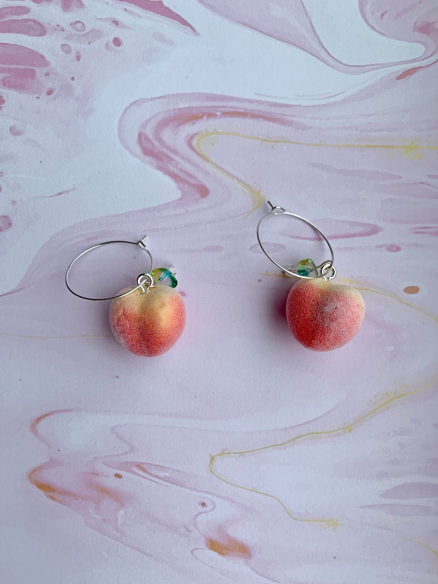 Strawberry Hoop & Fuzzy Peach Earrings