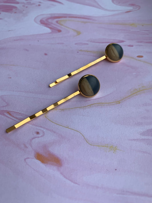 Half and Half Gold Hair Grips
