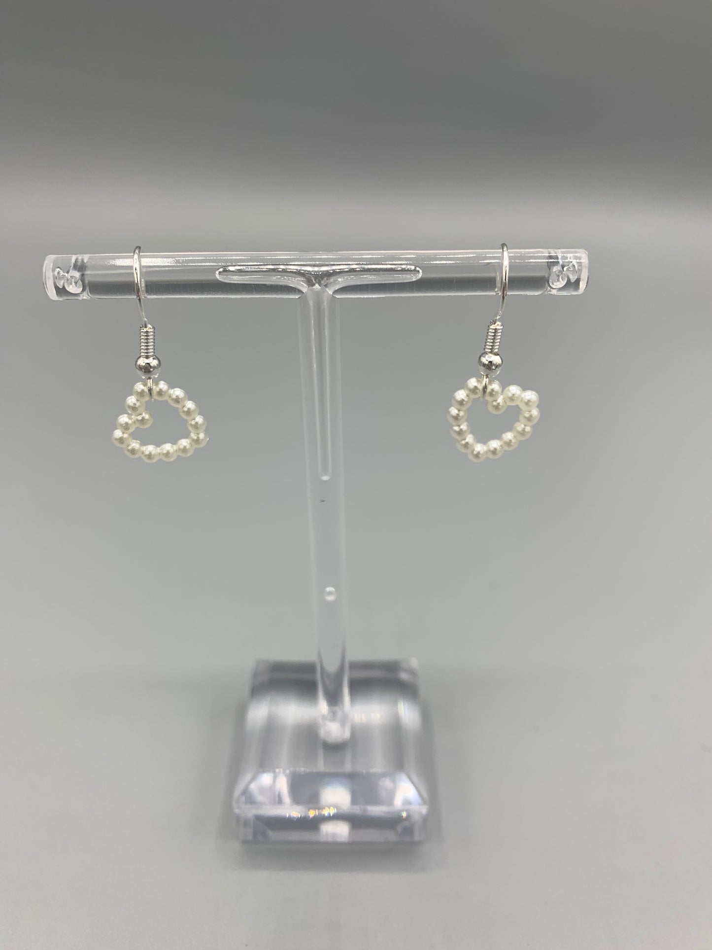 Pearl Effect Heart Earrings