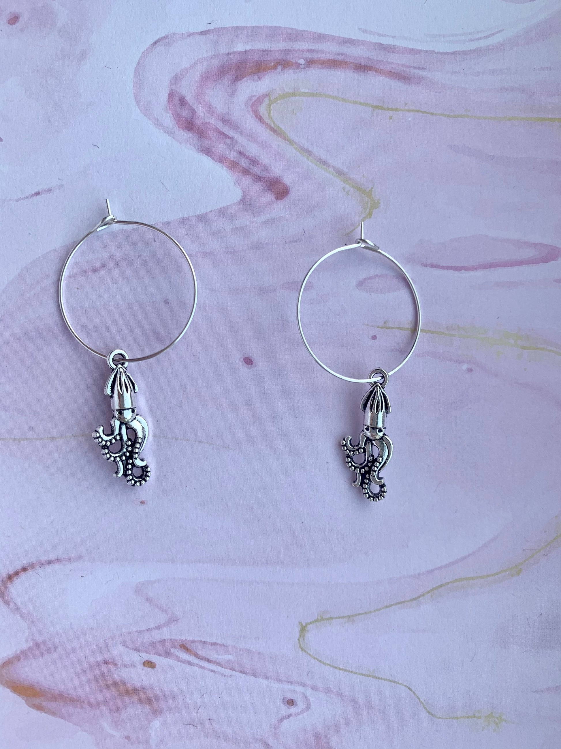 Squid hoop earrings