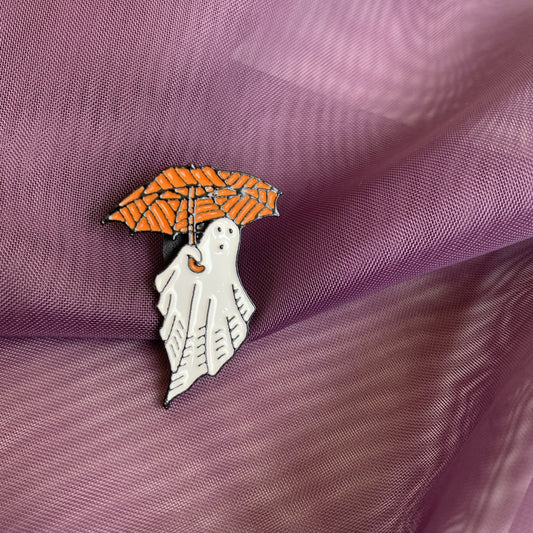 Ghost with Umbrella Pin Badge