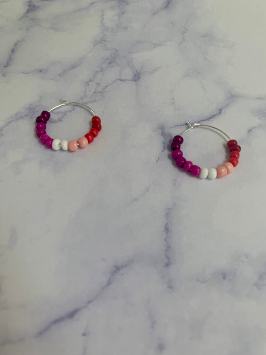 Lipstick Lesbian Bead Hoop Earrings