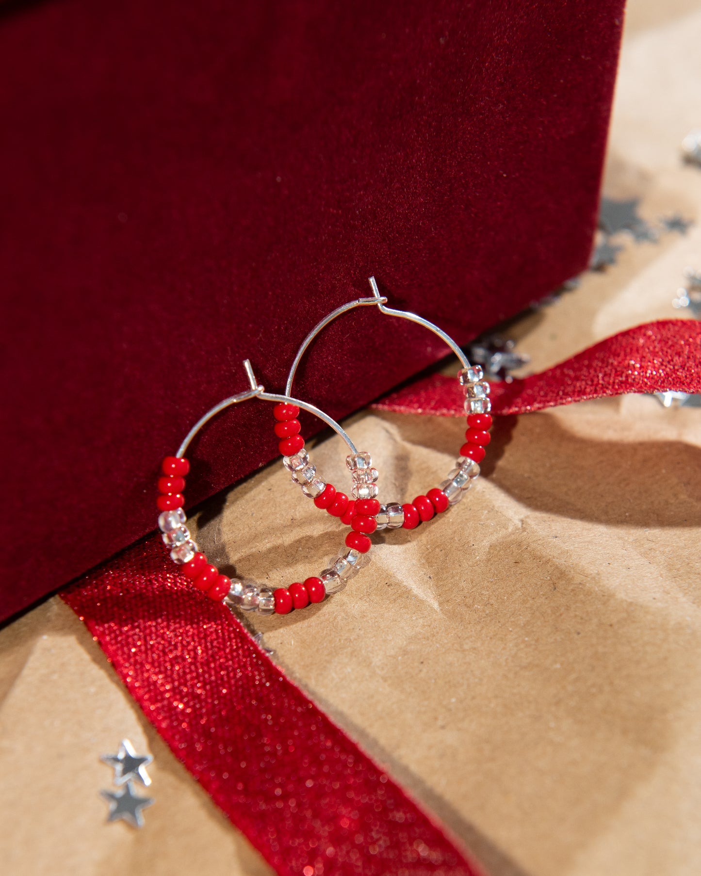 Christmas Seed Bead Hoops