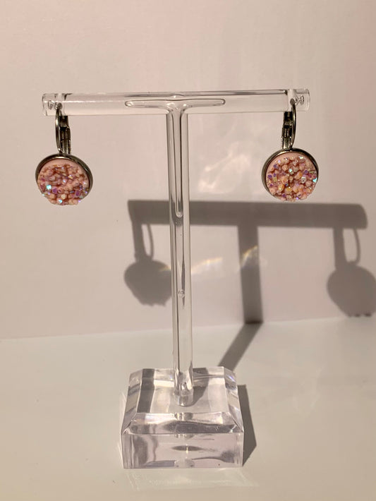 Light Pink Natural Ore Style Sleeper Earring
