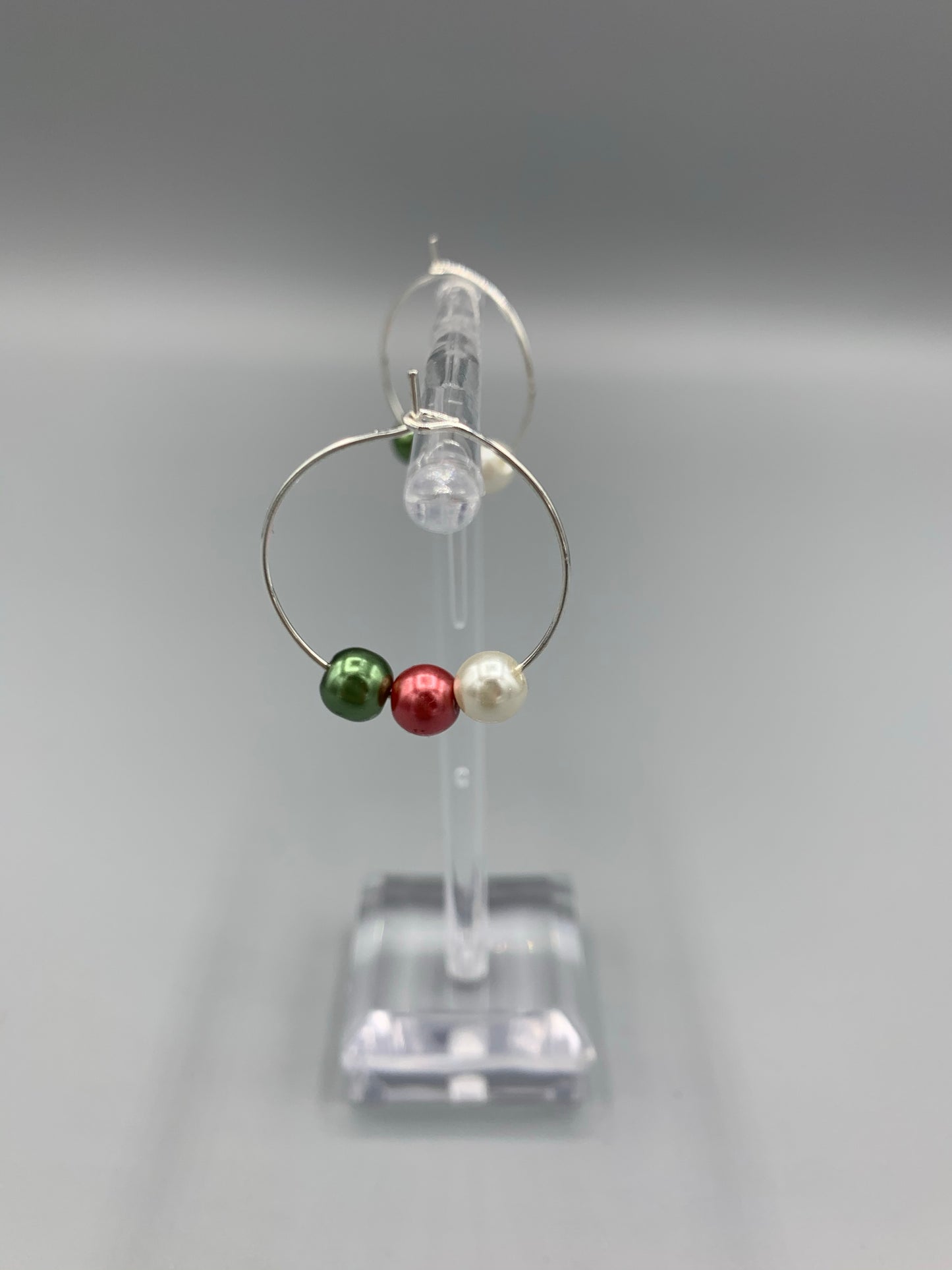 Beaded Christmas Hoop Earrings