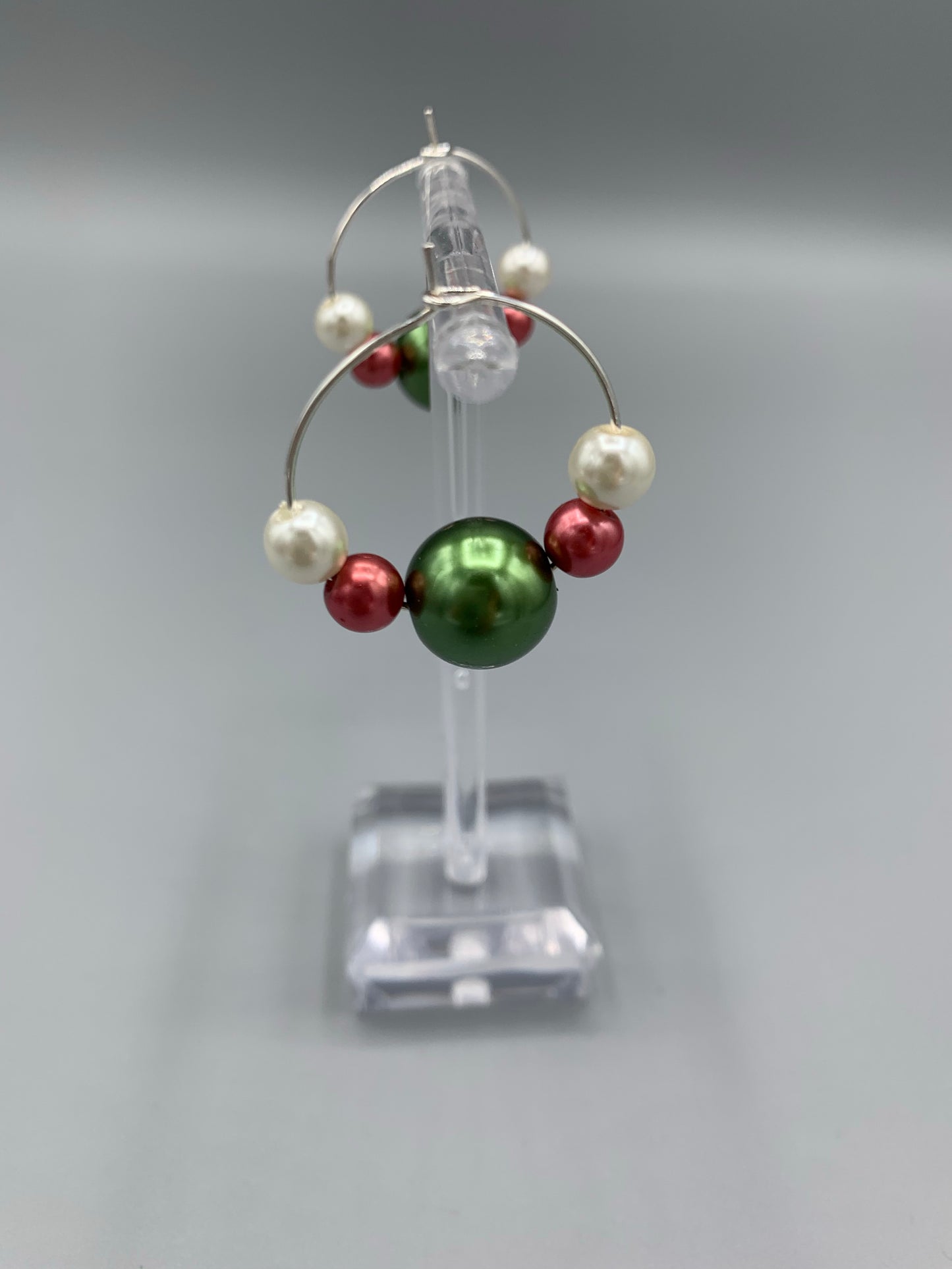 Beaded Christmas Hoop Earrings