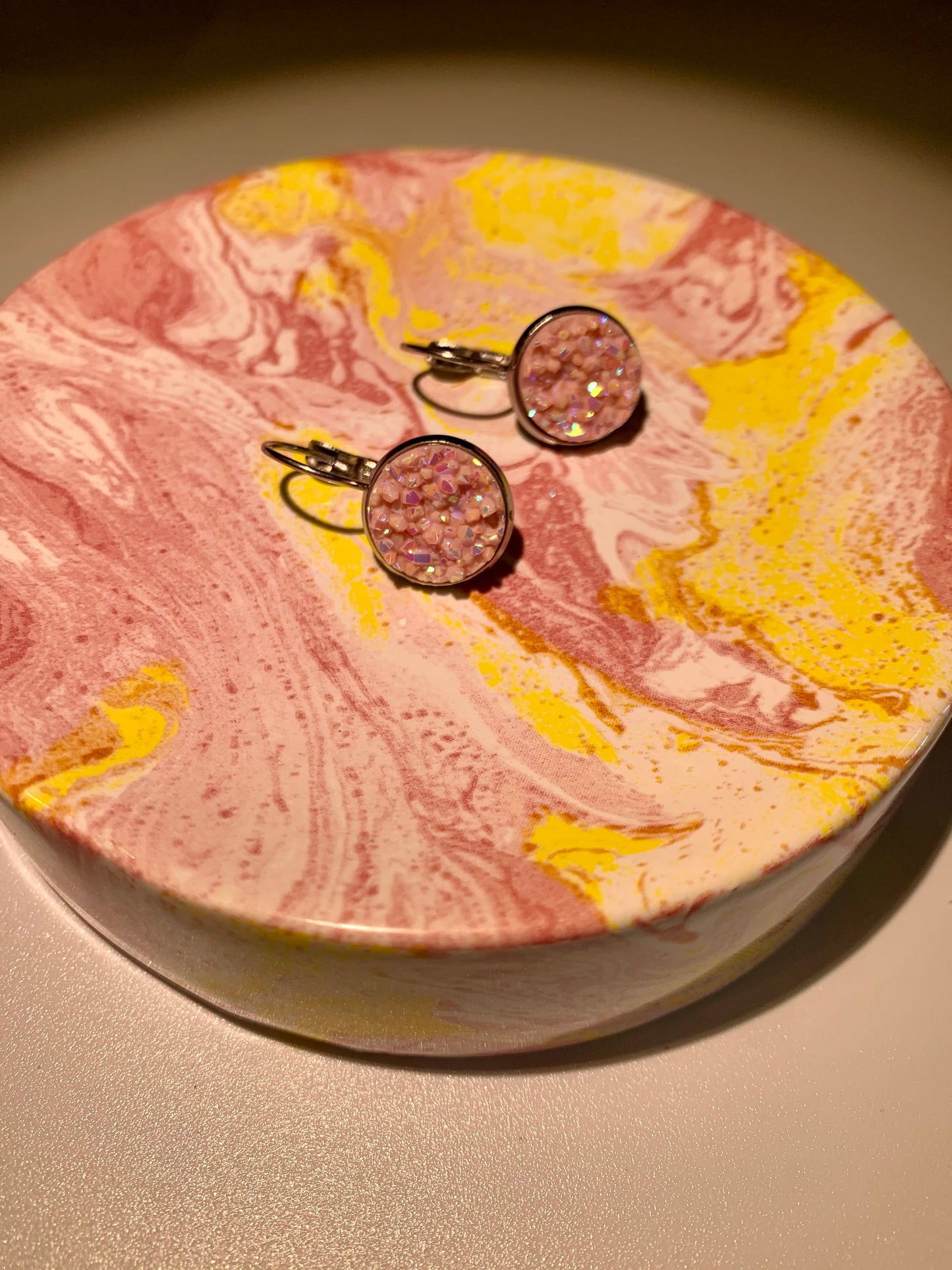 Light Pink Natural Ore Style Sleeper Earring