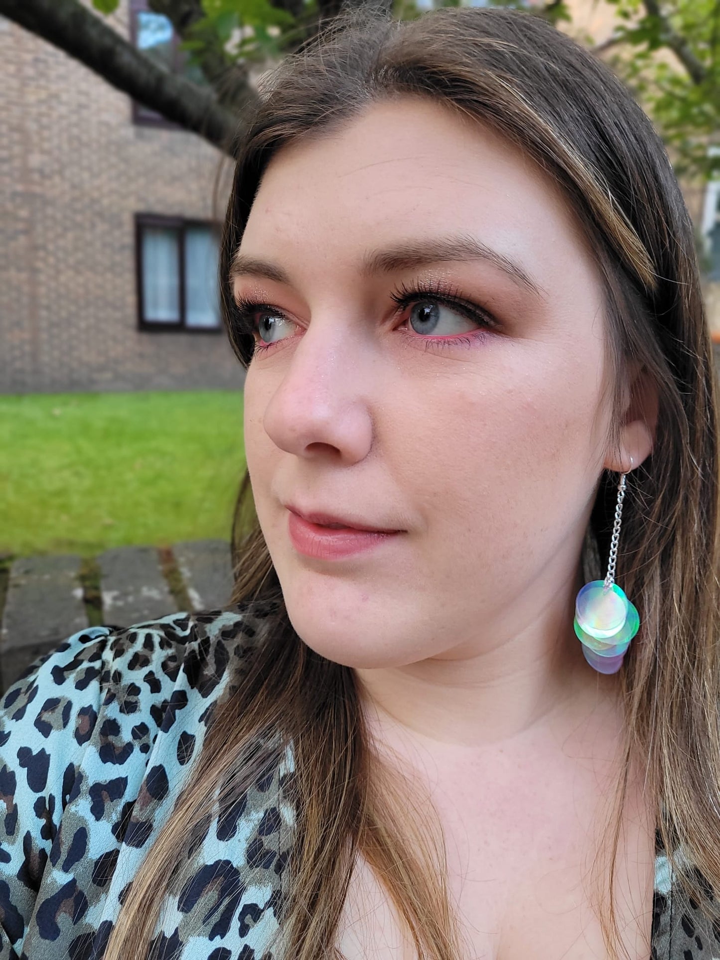 Pink Sequin Dangle Earrings