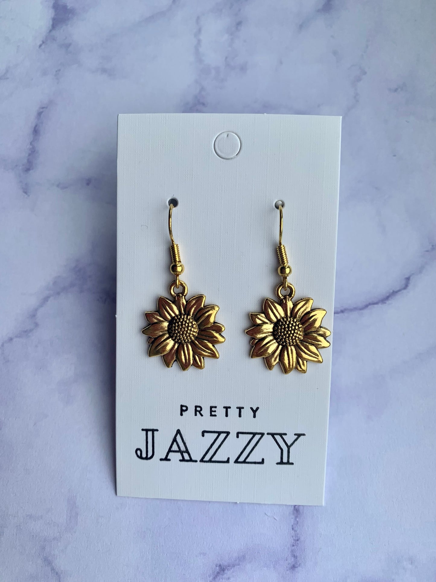 Gold Sunflower Earrings