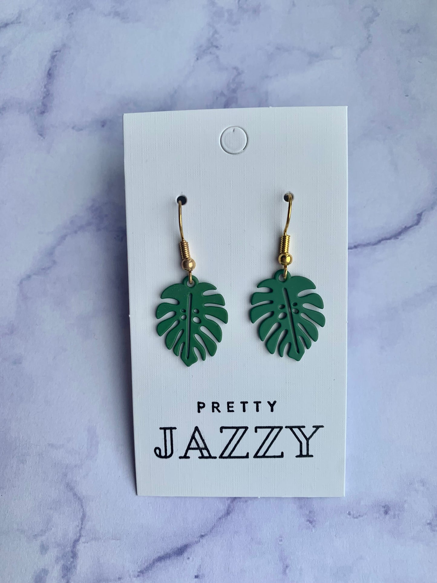 Green Tropical Leaf Earrings